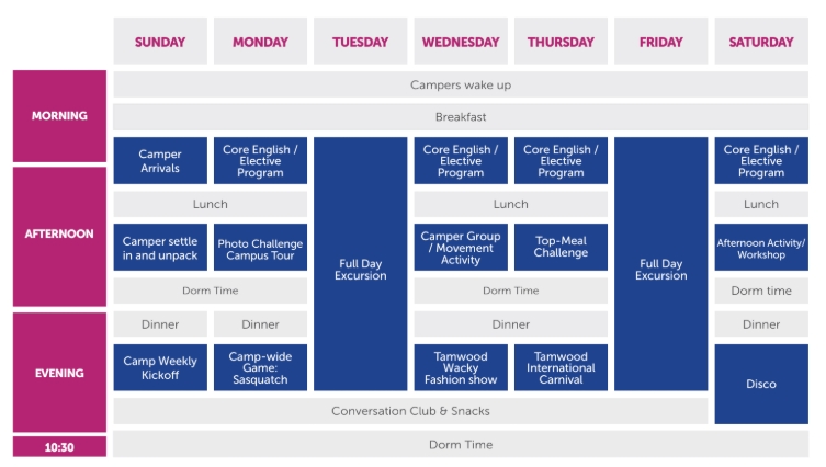 TAMWOOD ucla camp一周行程